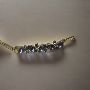 Vintage Avon bracelet with faux tanzanite diamonds in gold over sterling silver